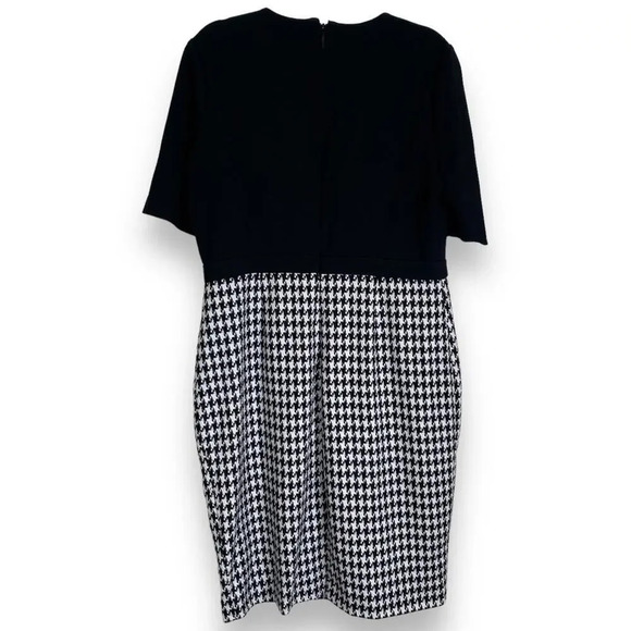TED BAKER Johan Mixed Media Dress Houndstooth Black White Ted 6 US Plus Size 2X - Picture 2 of 8